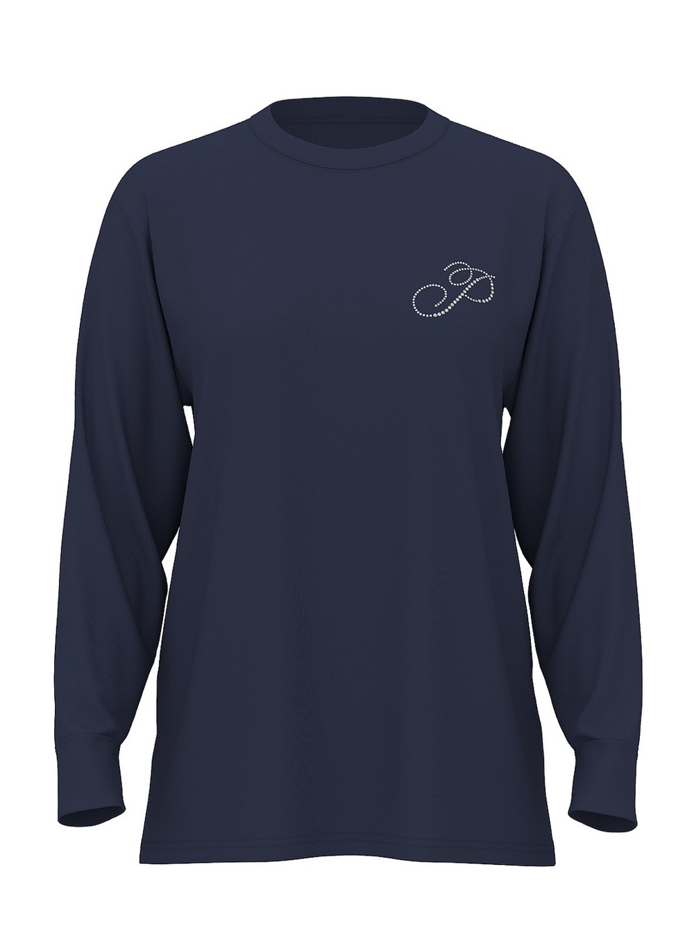 PINK Victoria's Secret Navy Long-Sleeve Crewneck with Monogram